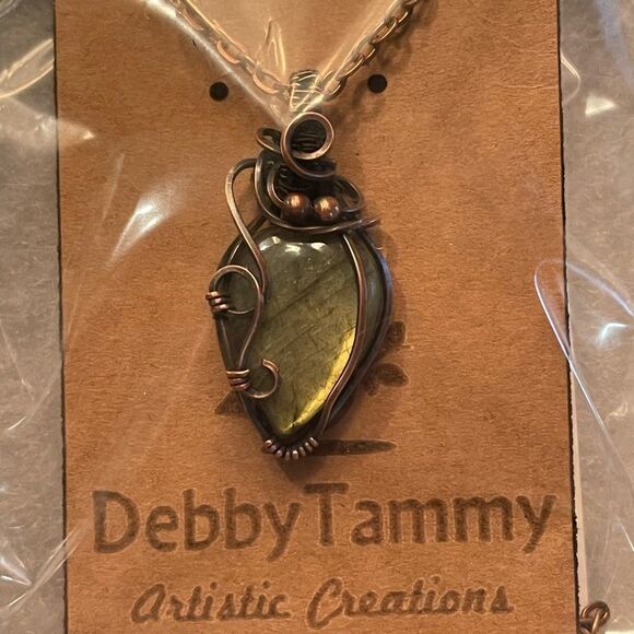 NWT DebbyTammy 16” handmade Labradorite teardrop stone necklace - Picture 11 of 12